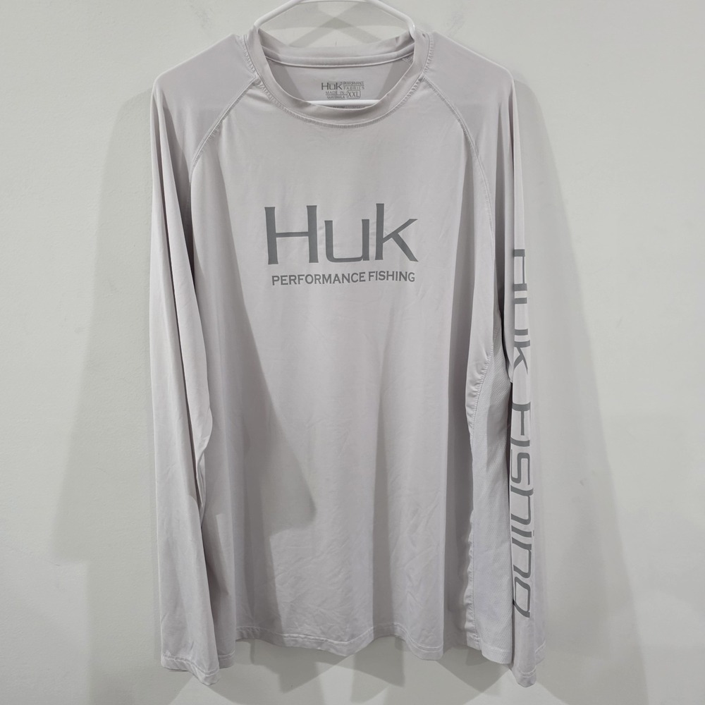 Huk Mens Performance Fishing Shirt Size XXL White Outdoor Sports